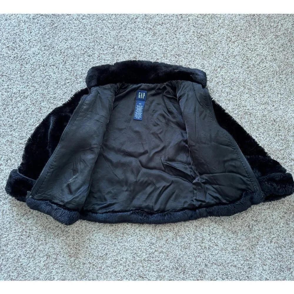 The Gap, Girls size 5/6, Fuzzy, Faux Fur, Black Winter Coat/Sweater